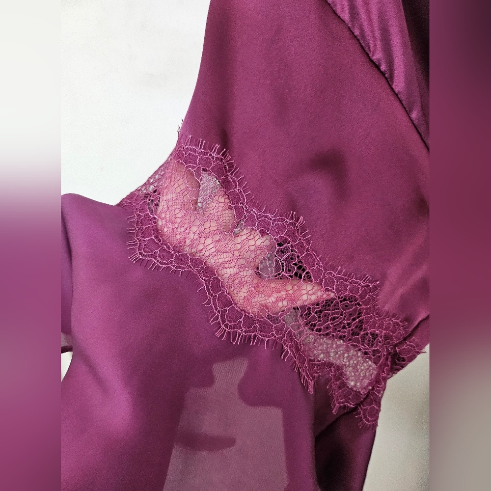 Victoria's Secret Plum Satin Tie-Front Robe - Picture 4 of 10